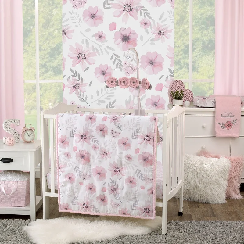 Little Love by NoJo Beautiful Blooms 3pc Mini Crib Bedding Set