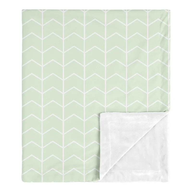 Mint Chevron Arrow Boy Girl Baby Receiving Security Swaddle Blanket - Green White Watercolor Elephant Safari Collection Neutral