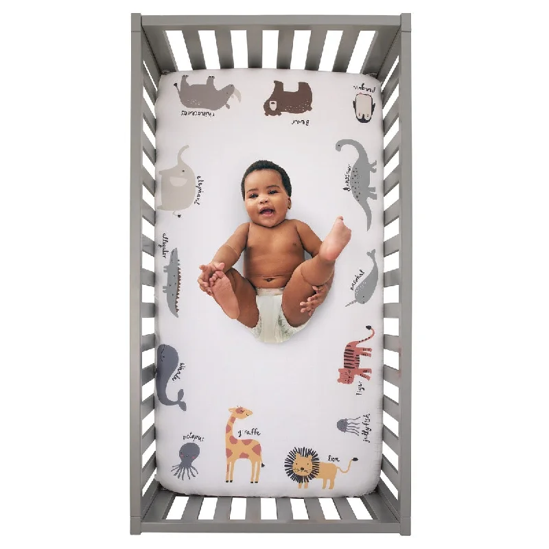 NoJo Zoo Animals Cotton Photo Op Crib Sheet