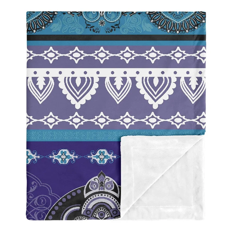 Purple Boho Chic Girl Baby Receiving Security Swaddle Blanket - Teal Turquoise Blue Plum Black White Bohemian Colorful Mandala