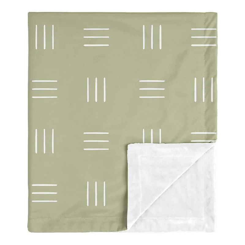 Sage Green Boho Mudcloth Baby Receiving Security Swaddle Blanket White Bohemian Woodland Tribal Southwest Hatch Triple Line