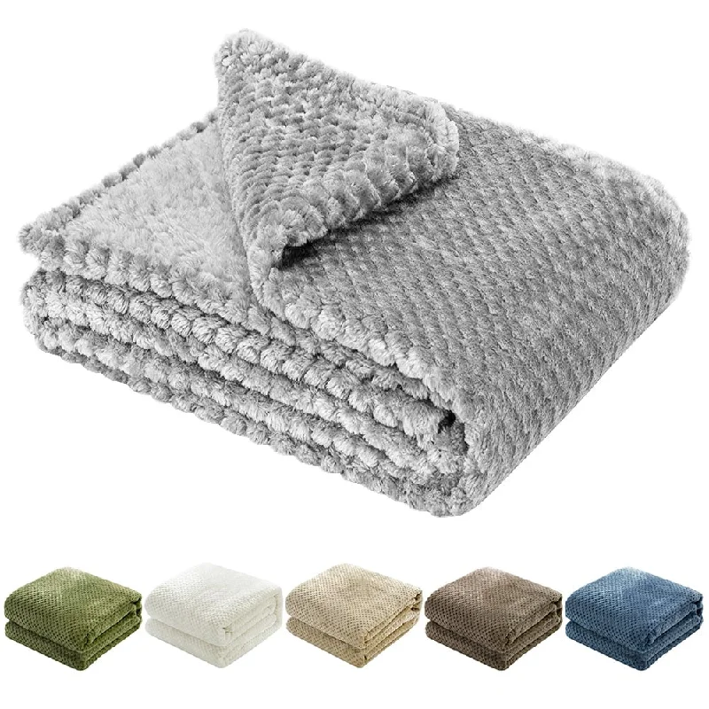 Soft Fleece Blanket Warm Throw Swaddle Blanket Waffle Textured 300GSM