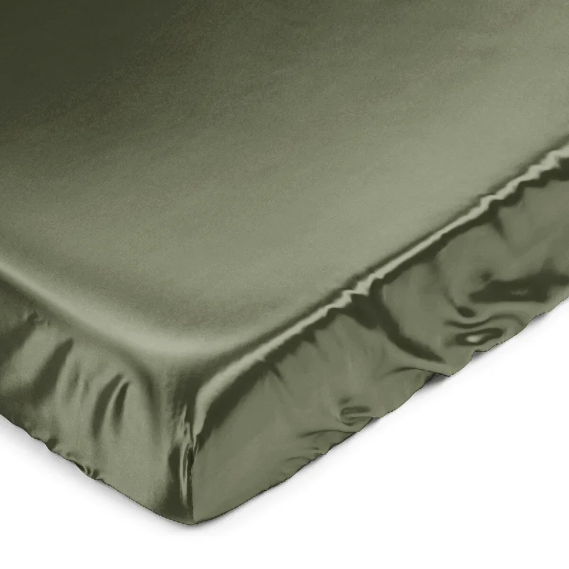 Sweet Jojo Designs Dark Green Boy Girl Gender Neutral Satin Fitted Crib Sheet Solid Color Hunter Forest Olive for Woodland Camo