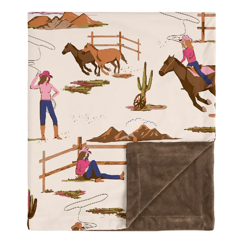 Sweet Jojo Designs Western Cowgirl Girl Baby Receiving Security Swaddle Blanket Wild West Vintage Country Animal Horse Southwest