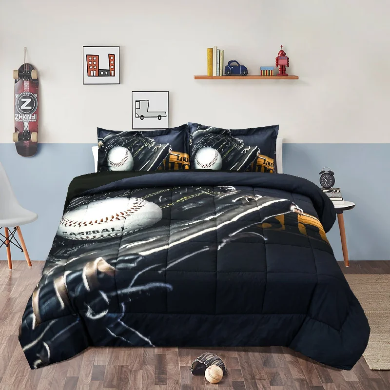 3D Print Ball and Bat All Season Comforter Set-S27