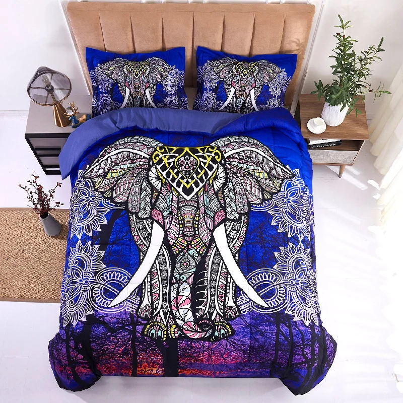 3D Reactive Print Elephant All Season Comforter Set Twin -S2