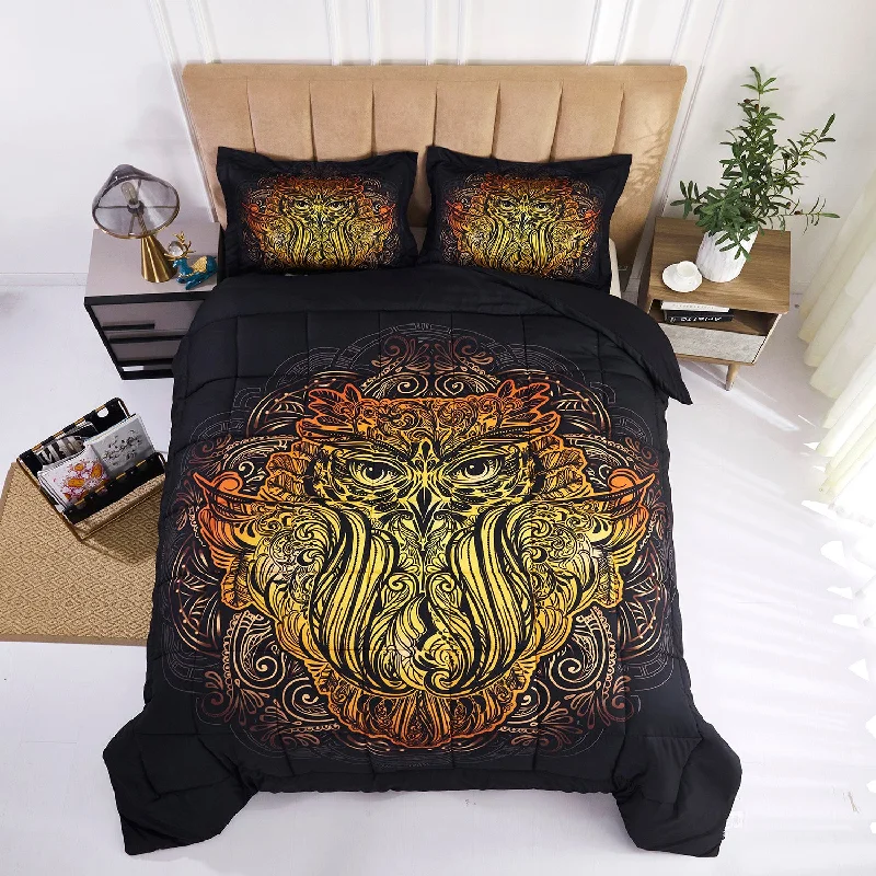 3D Reactive Print Owl All Season Comforter Set Twin -S7