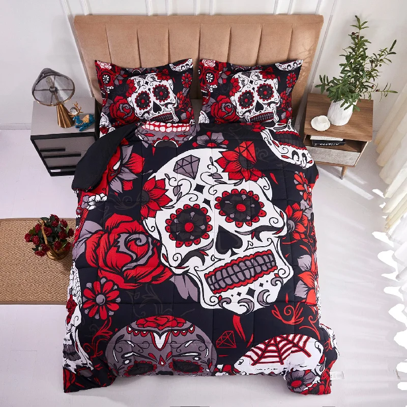 3D Reactive Print Skull All Season Comforter Set Twin-S8