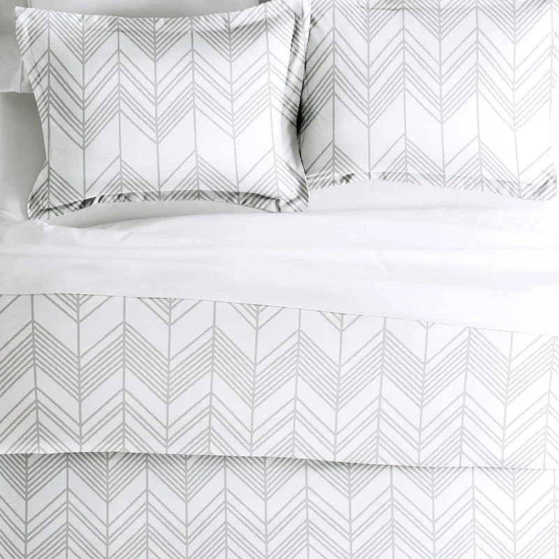 Alps Chevron Light Gray Pattern Duvet Cover Set Ultra Soft Microfiber Bedding