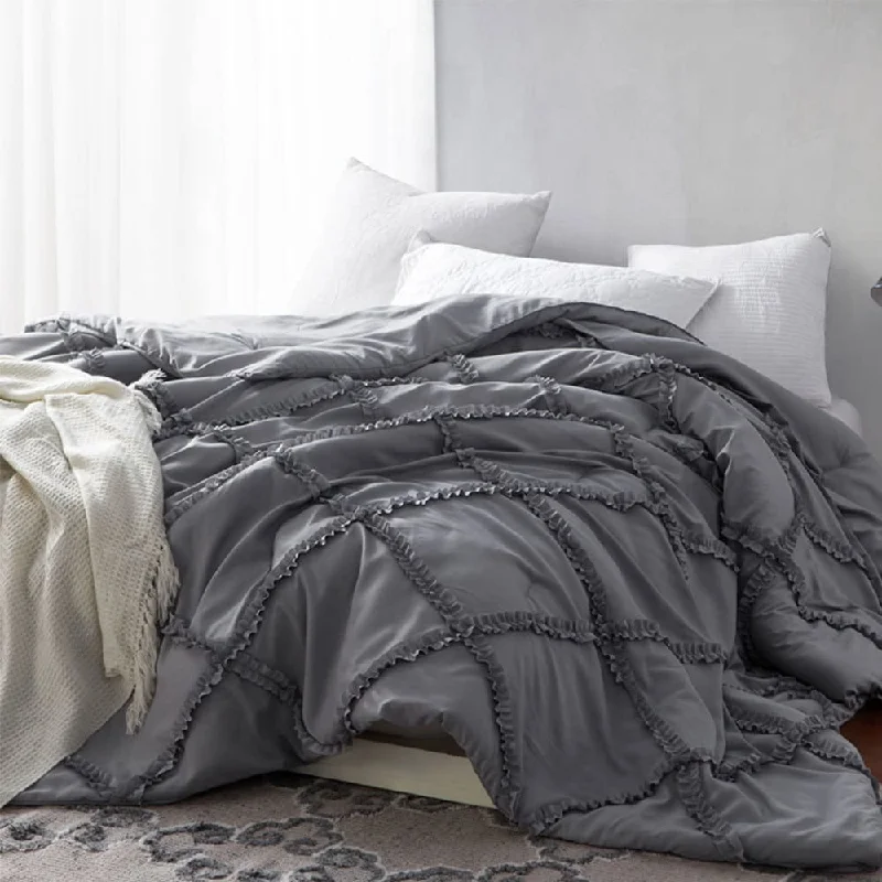 BYB Alloy Grey Gathered Ruffles Handcrafted Series Comforter (Shams Not Included)