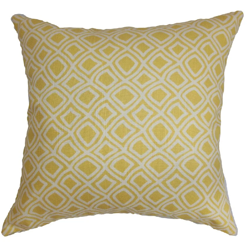 Cacia Geometric Euro Sham Yellow - Yellow/White