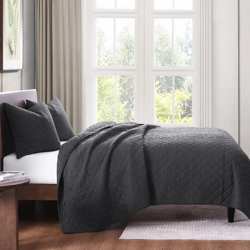 Cotton Comfort Charcoal Quilt Set