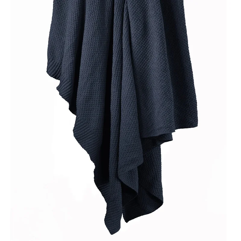 Cotton Knit Blanket - Navy