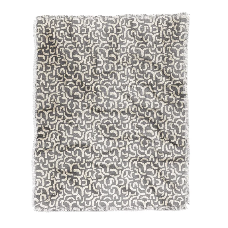 Iveta Abolina Geometric Lines Vintage Grey Throw Blanket