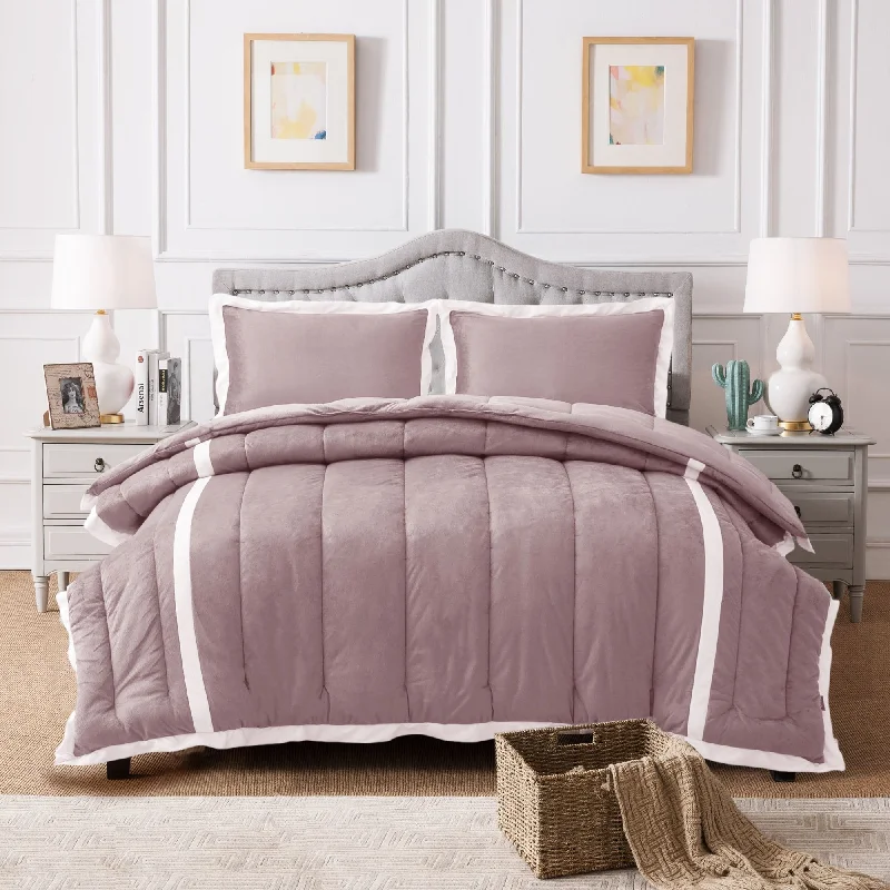 Ultra Soft Cozy Stripe Design Down Alternative Comforter Set