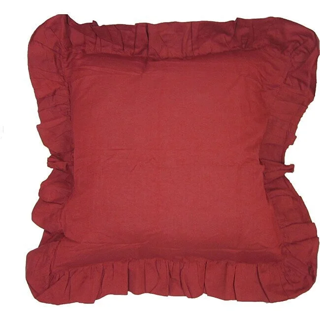 Leffa Burgundy Linen Ruffled Euro Sham