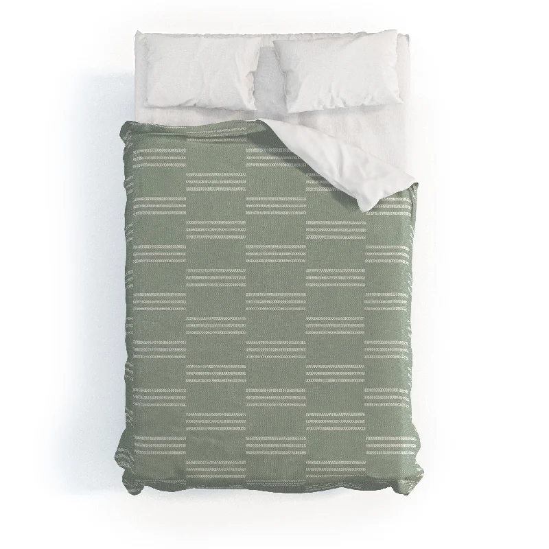 Little Arrow Design Co Ella Triple Stripe Sage Polyester Duvet