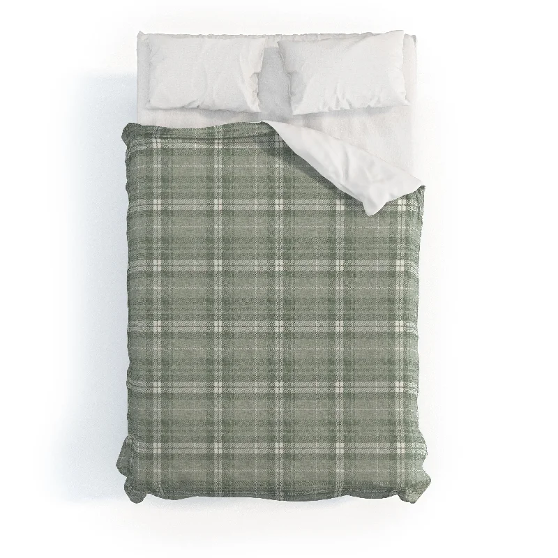 Little Arrow Design Co Fall Plaid Sage Polyester Duvet