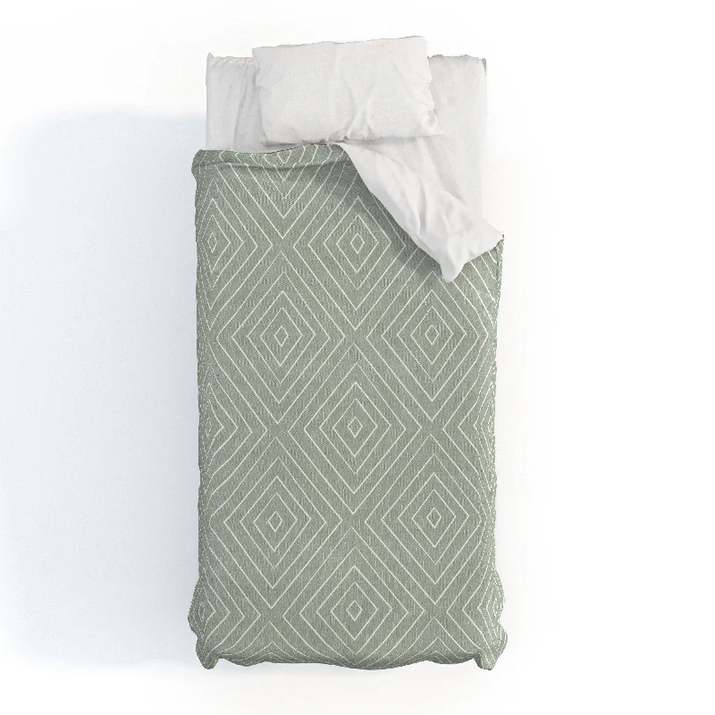 Little Arrow Design Co Woven Diamonds Sage Polyester Duvet