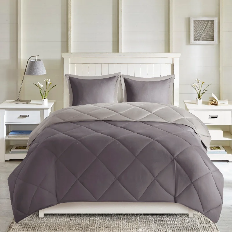 Madison Park Essentials Windsor 3M Scotchgard Diamond Quilting Reversible Down Alternative Comforter Set