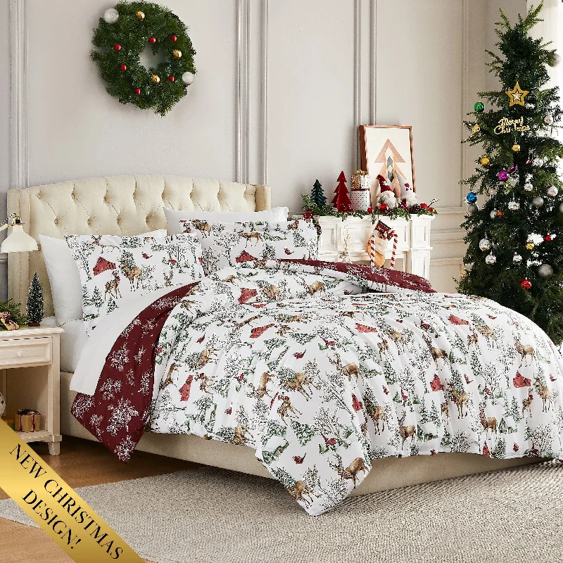 White Christmas Reversible Comforter Set