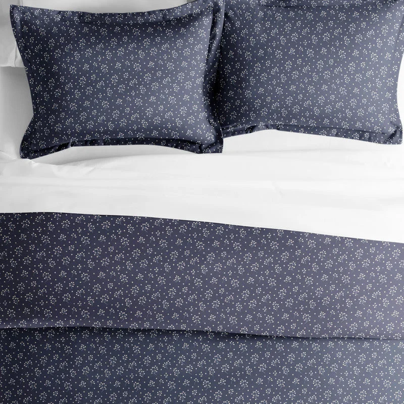 Midnight Blossoms Navy Pattern Duvet Cover Set Ultra Soft Microfiber Bedding, King/Cal-King