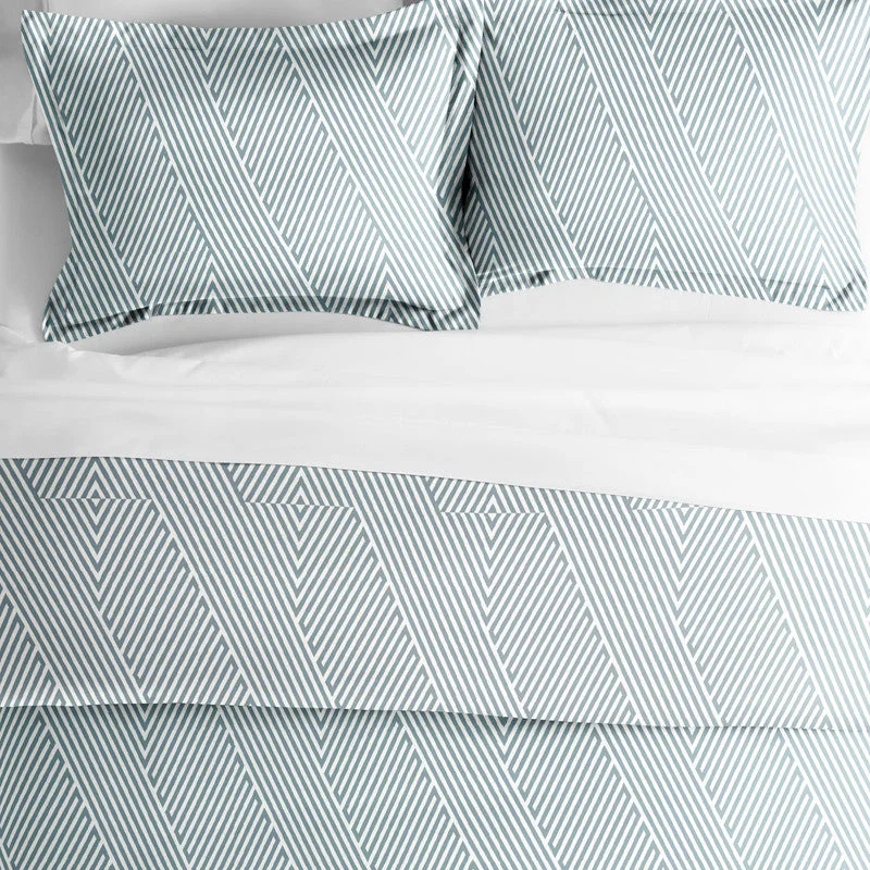 Modern Diagonal Light Blue Pattern Duvet Cover Set Ultra Soft Microfiber Bedding, Twin/TwinXL