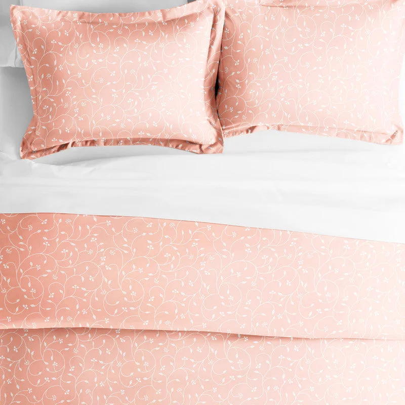 Pink Buds Pink Pattern Duvet Cover Set Ultra Soft Microfiber Bedding, Twin/TwinXL