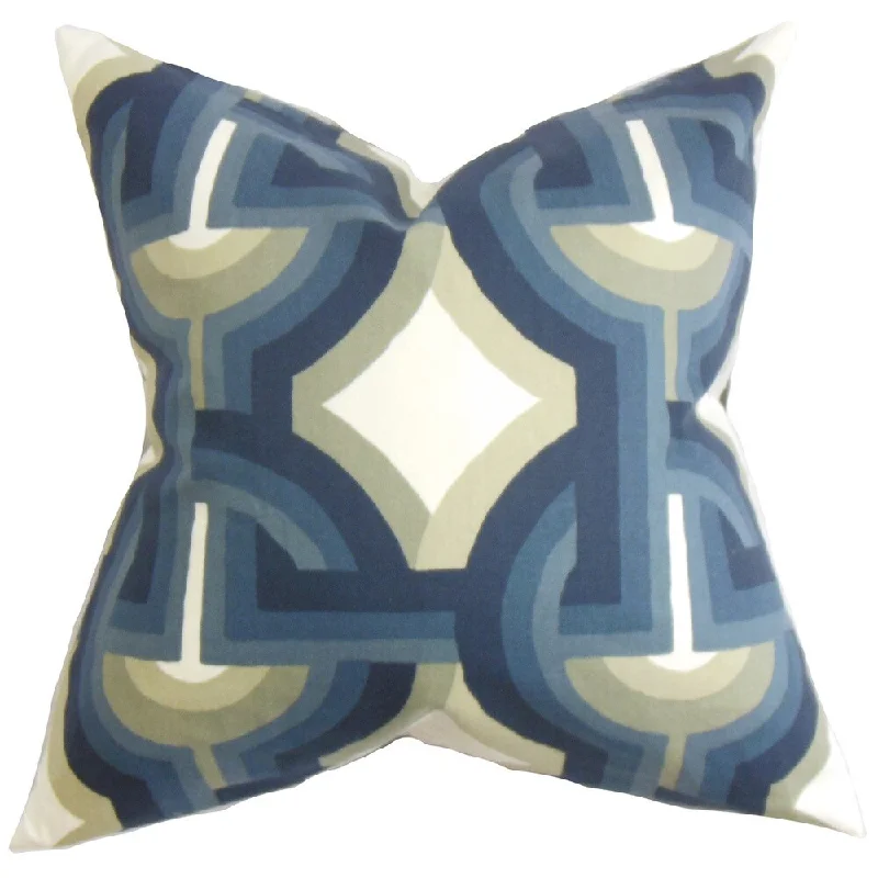 Rineke Geometric Euro Sham Blue White