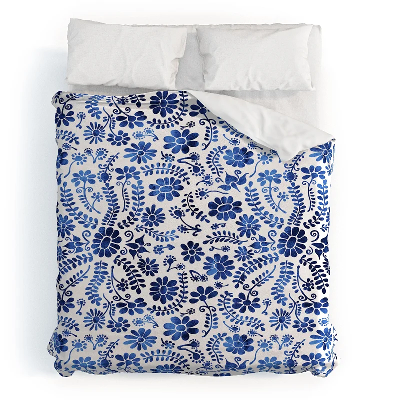 Schatzi Brown Mexico City Flower Blue Polyester Duvet