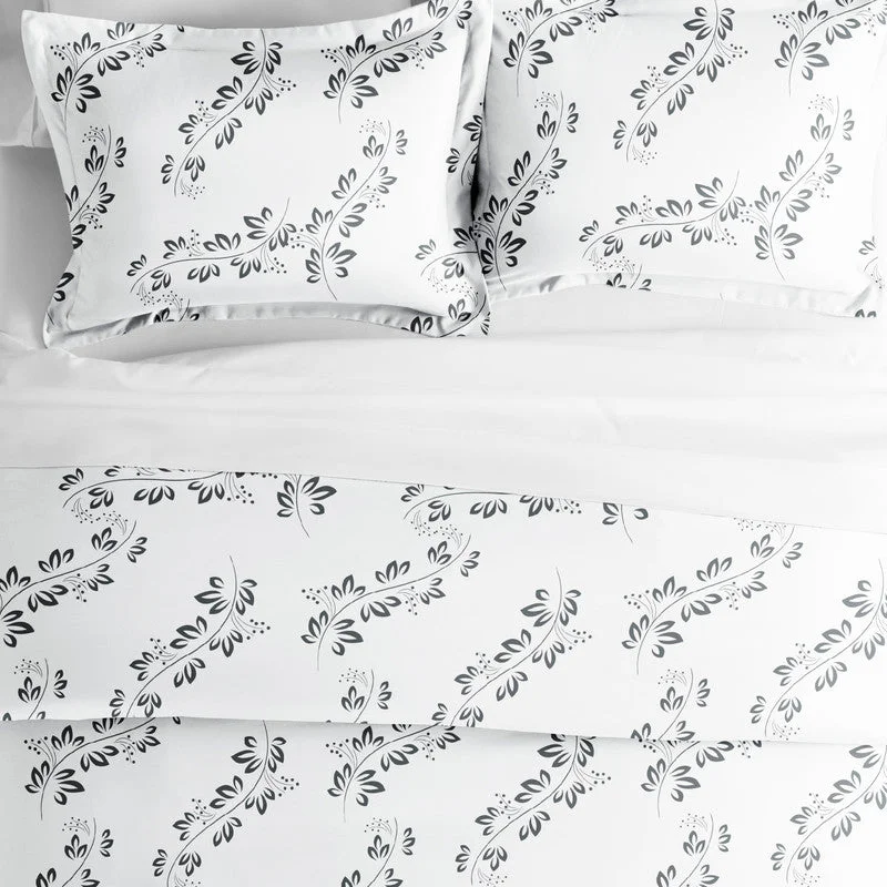 Simple Vine Gray Pattern Duvet Cover Set Ultra Soft Microfiber Bedding, Full/Queen